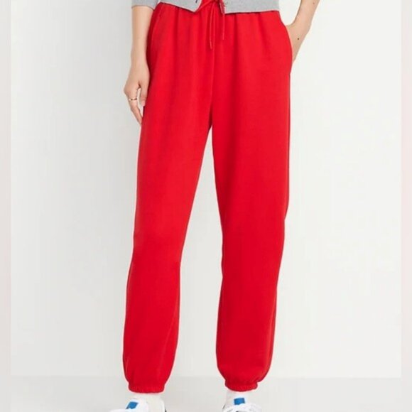 Old Navy Extra High Waisted So Comfy Jogger Sweatpants Red Size Medium Petite - Picture 1 of 7